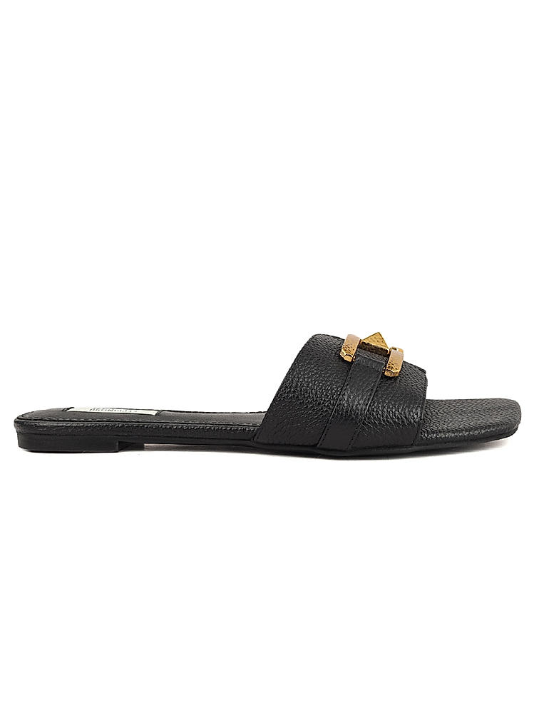 Black Sliders With Gold Embellishment