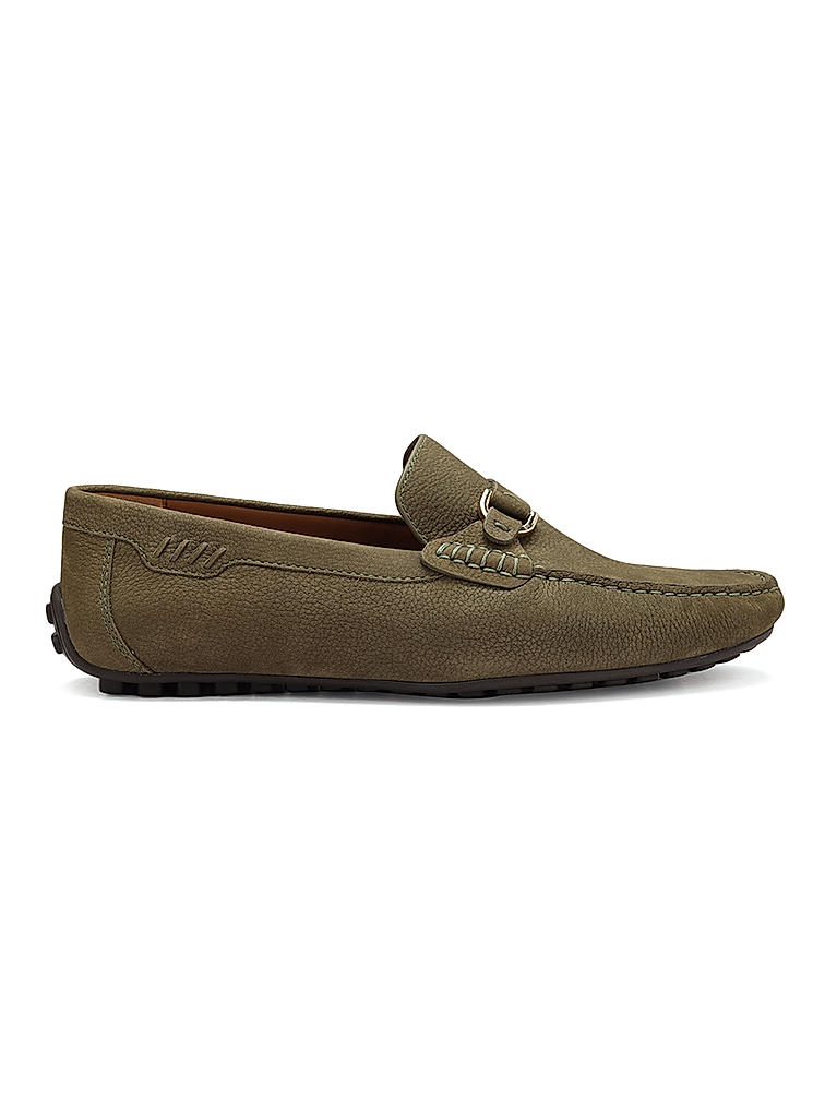 Olive Leather Moccasins