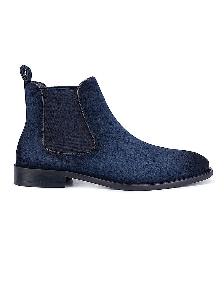 Navy Suede Leather Boots