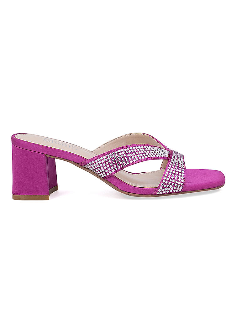 Pink Sequined Criss Cross Strap Heels