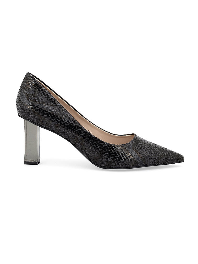 Black Textured Pointed Toe Pumps