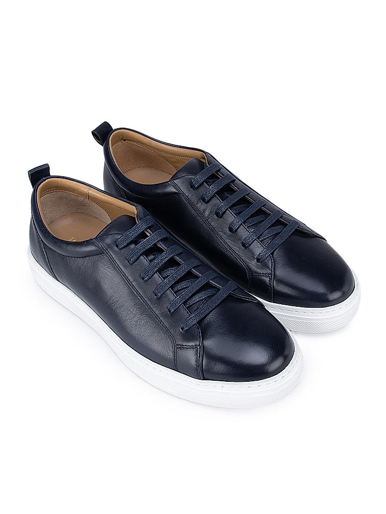 Navy Leather Sneakers