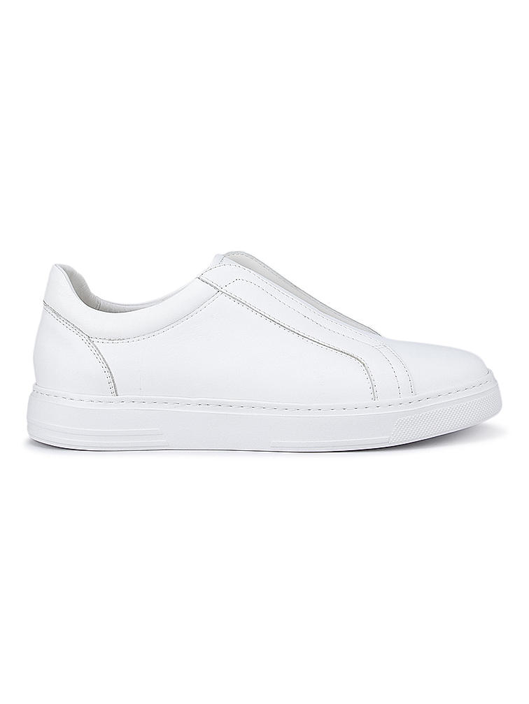 White Slip-on Leather Sneakers