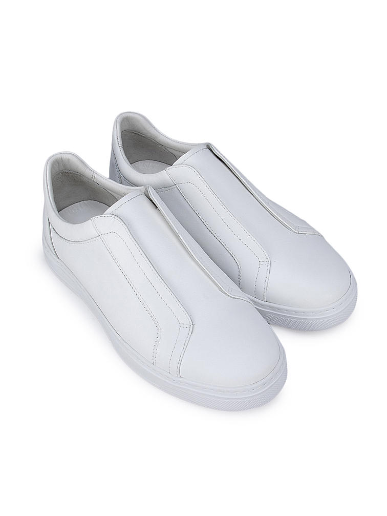 White Slip-on Leather Sneakers