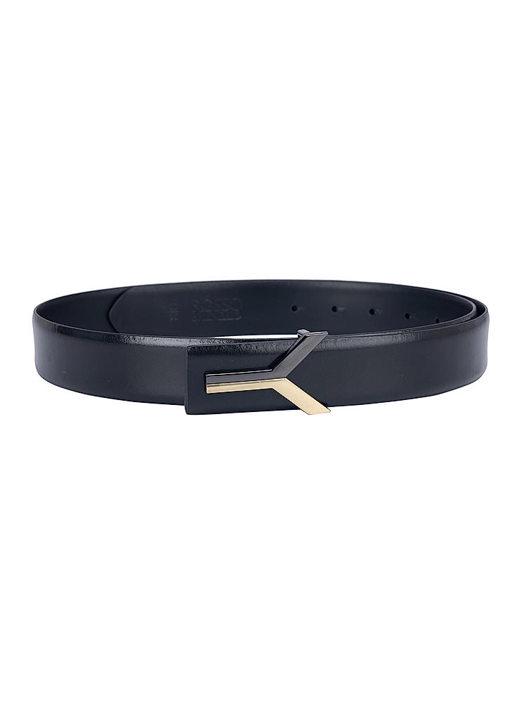 Black Plain Leather Men's Belt