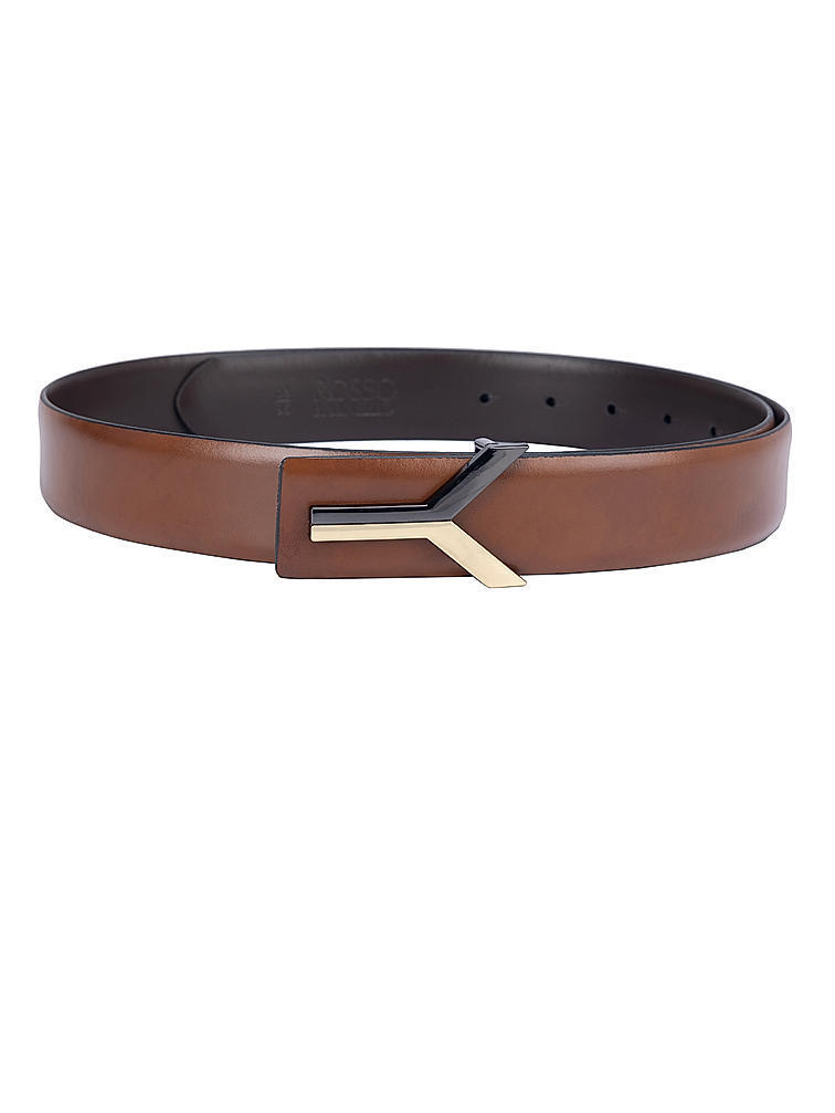 Tan Plain Leather Men's Belt