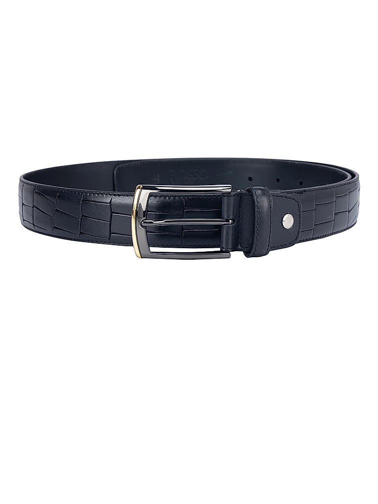 Black Croco Effect Men's Belt