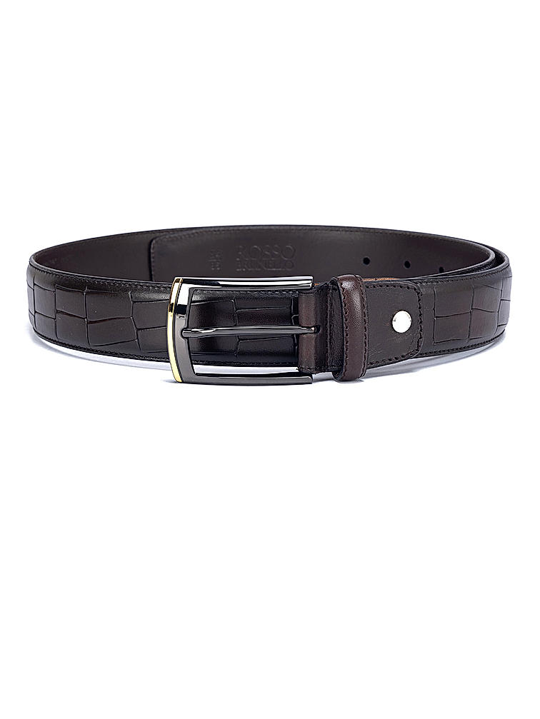 Coffee Croco Effect Men's Belt