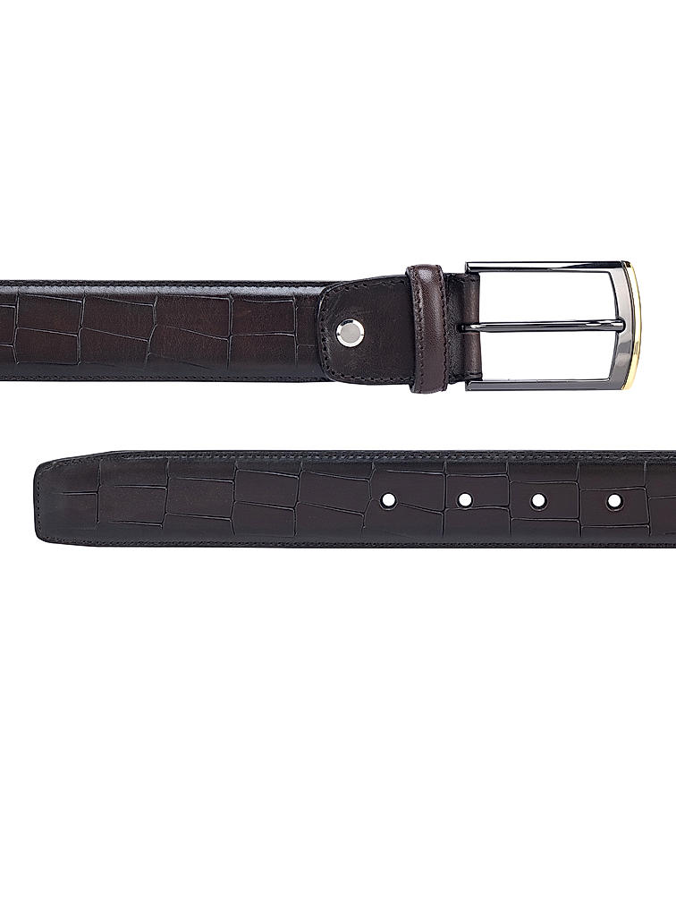 Coffee Croco Effect Men's Belt