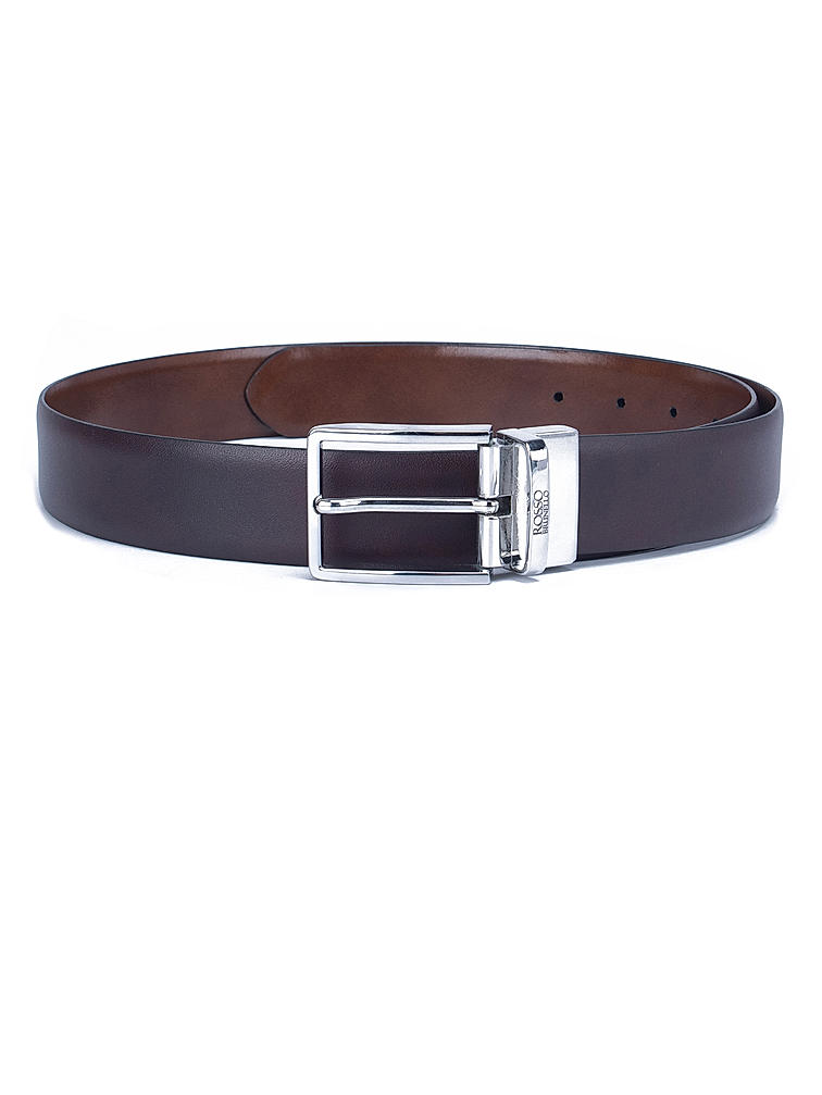 Burgundy Plain Reversible Men's Belt