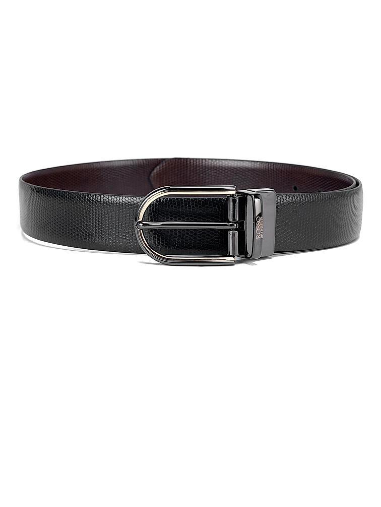 Black Fish Textured Reversible Men's Belt