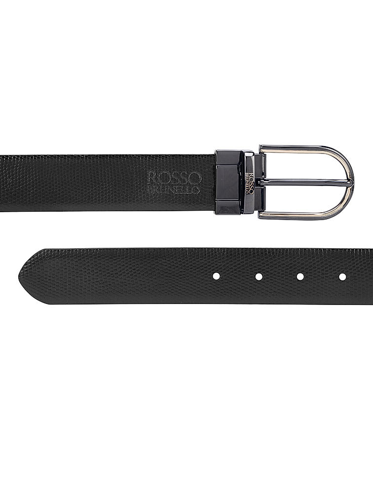 Black Fish Textured Reversible Men's Belt