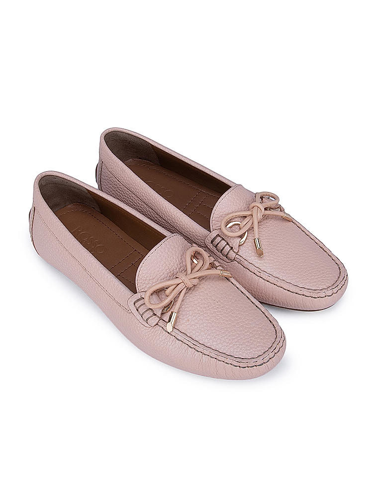 Pink Moccasins With Bow Detail