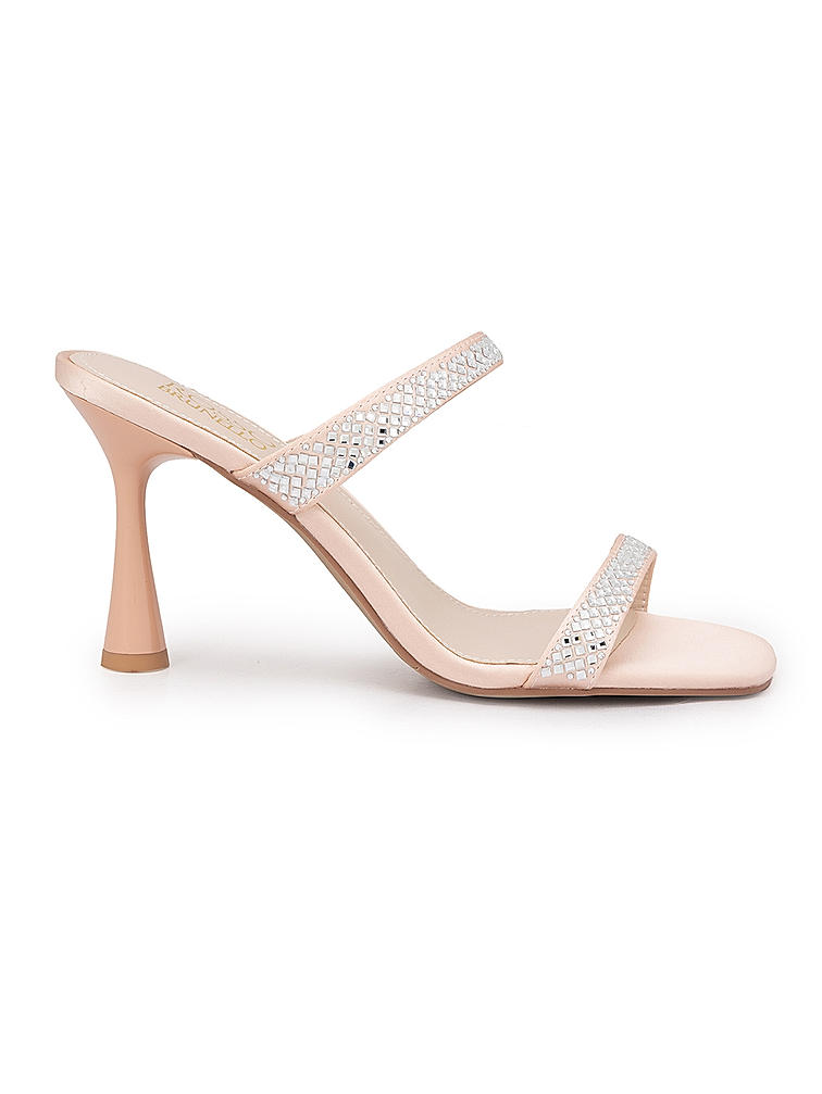 Champagne Strap Embellished Heels