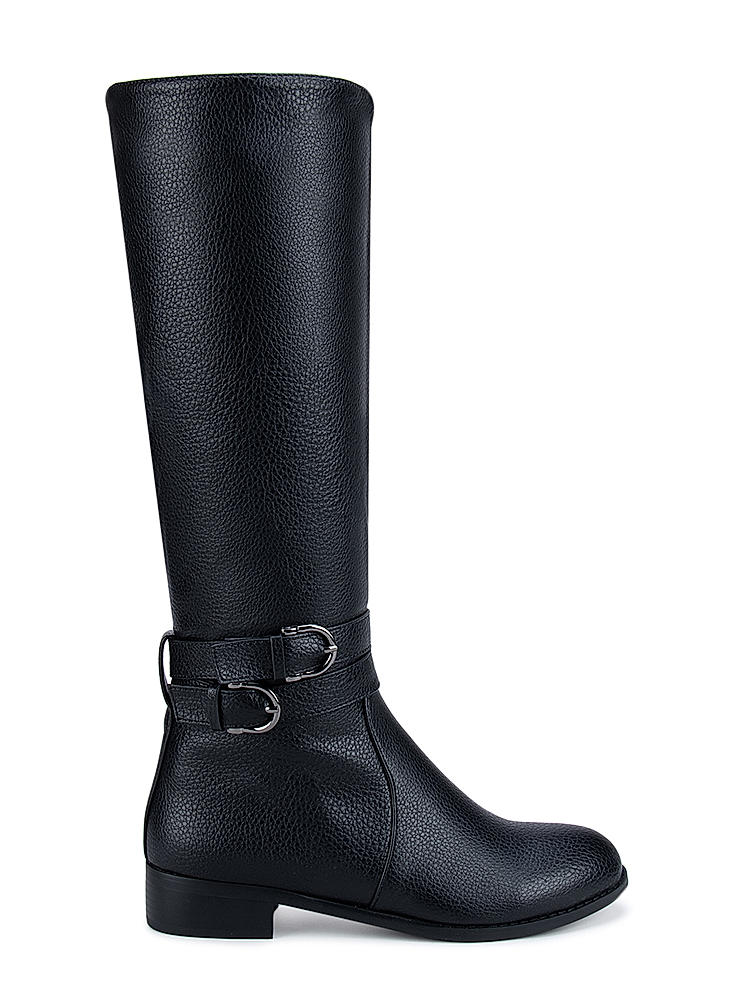 Black Textured Knee High Boots