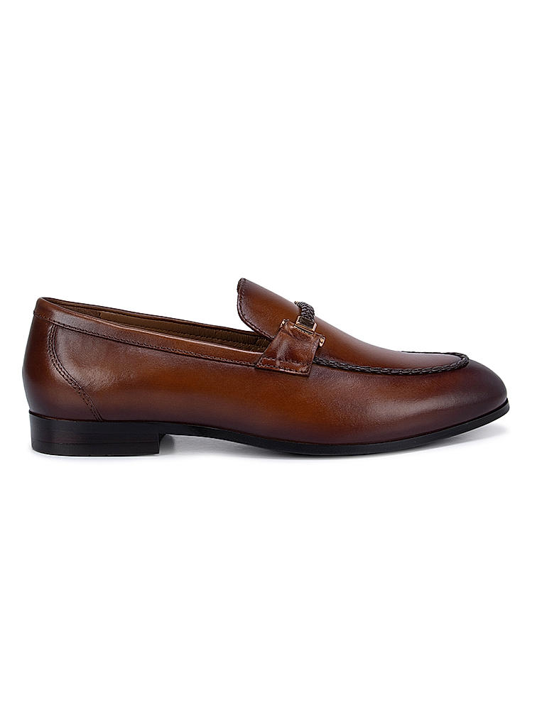 Tan Plain Braided Loafers