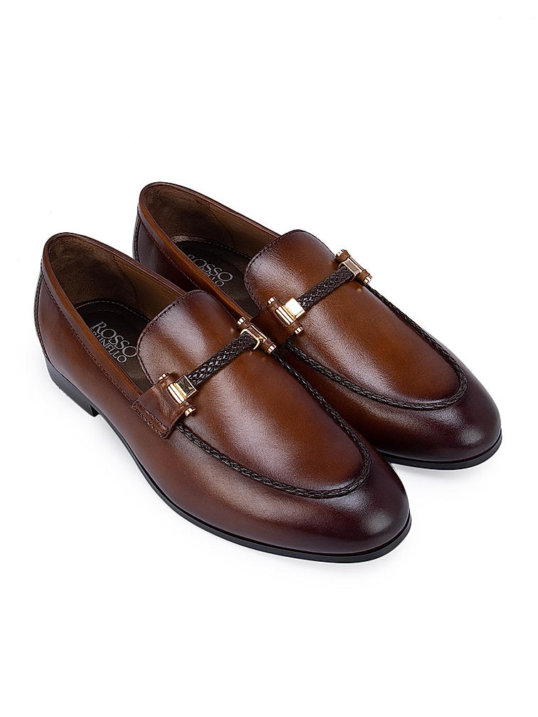 Tan Plain Braided Loafers