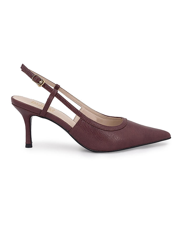 Burgundy Textured Slingback Heels