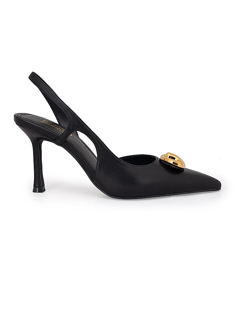 Black Pointed Toe Slingback Heels