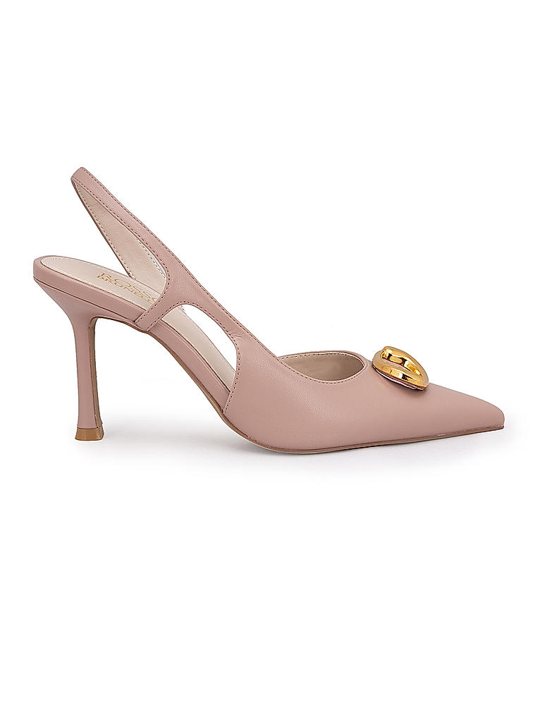 Pink Pointed Toe Slingback Heels