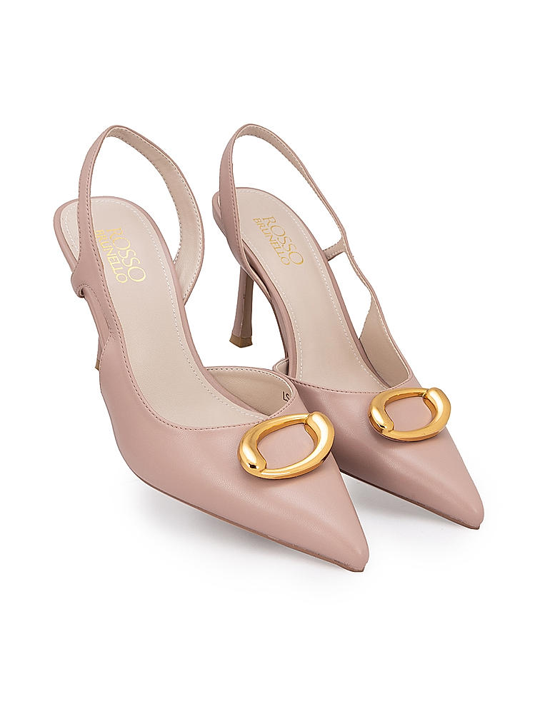 Pink Pointed Toe Slingback Heels