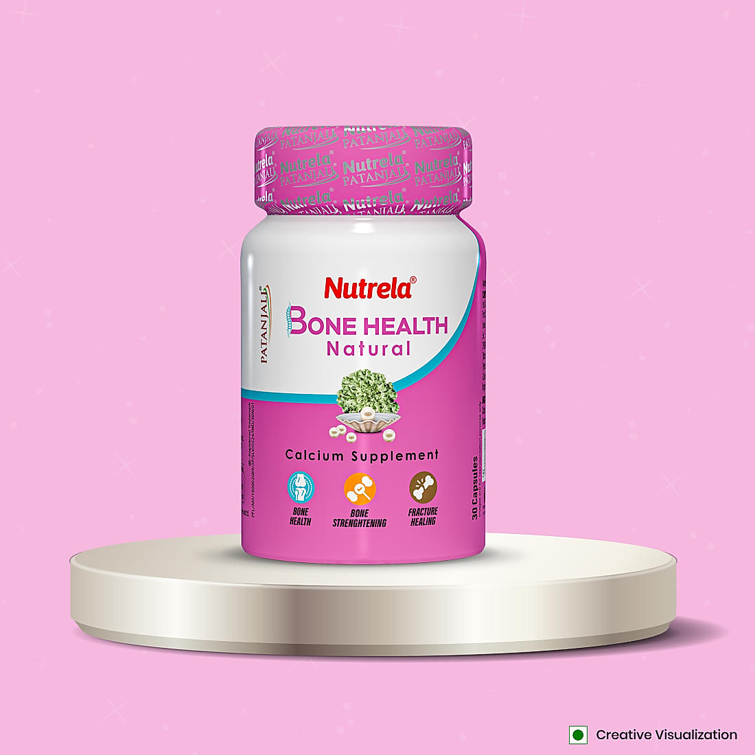 Patanjali Nutrela Bone Health - Natural 30 Capsules Calcium Supplement (Pack of 1)
