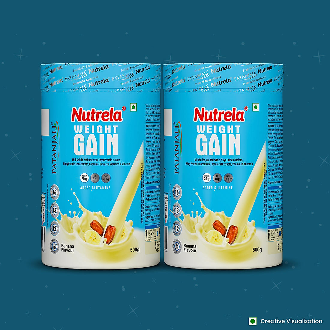 Patanjali Nutrela Weight Gain - Banana Flavor - 500g X 2 (Pack of 2)