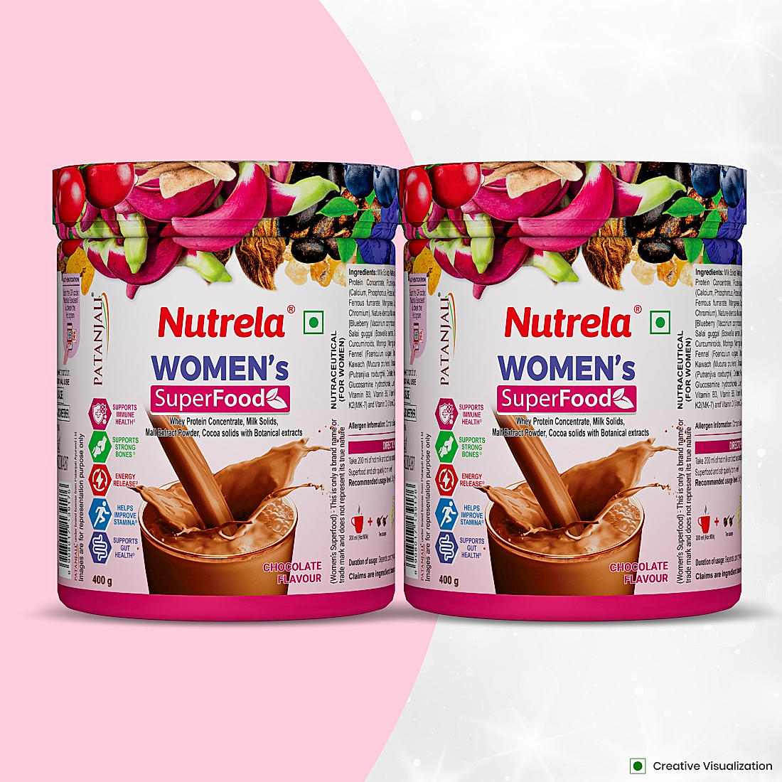 Patanjali Nutrela Women Superfood - Chocolate Flavor - 400g X 2 (Pack of 2)