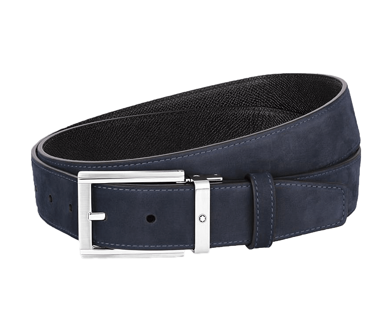Black/Blue 35 mm reversible leather belt