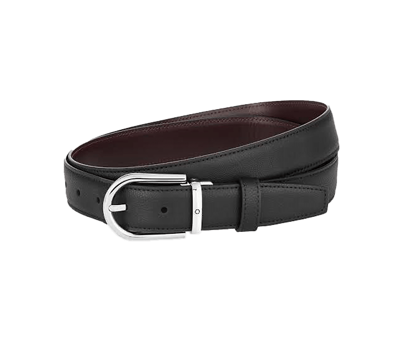 Horseshoe buckle black/burgundy 30 mm reversible leather belt