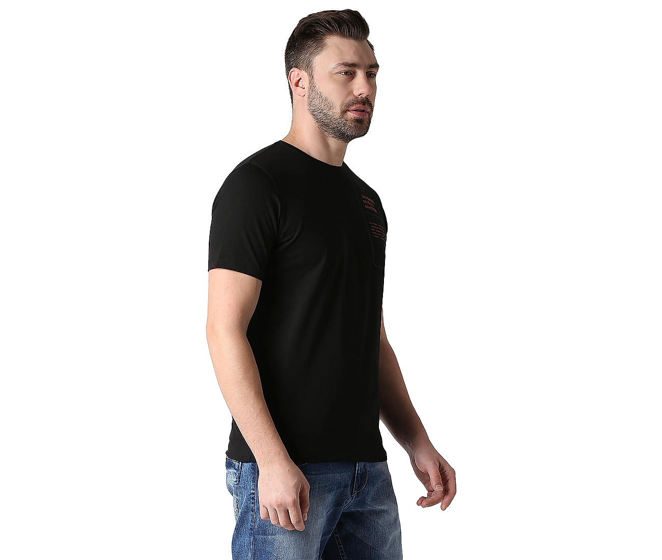 Buy Black Slim Fit Round Neck Printed T-Shirts for Men Online at Killer ...