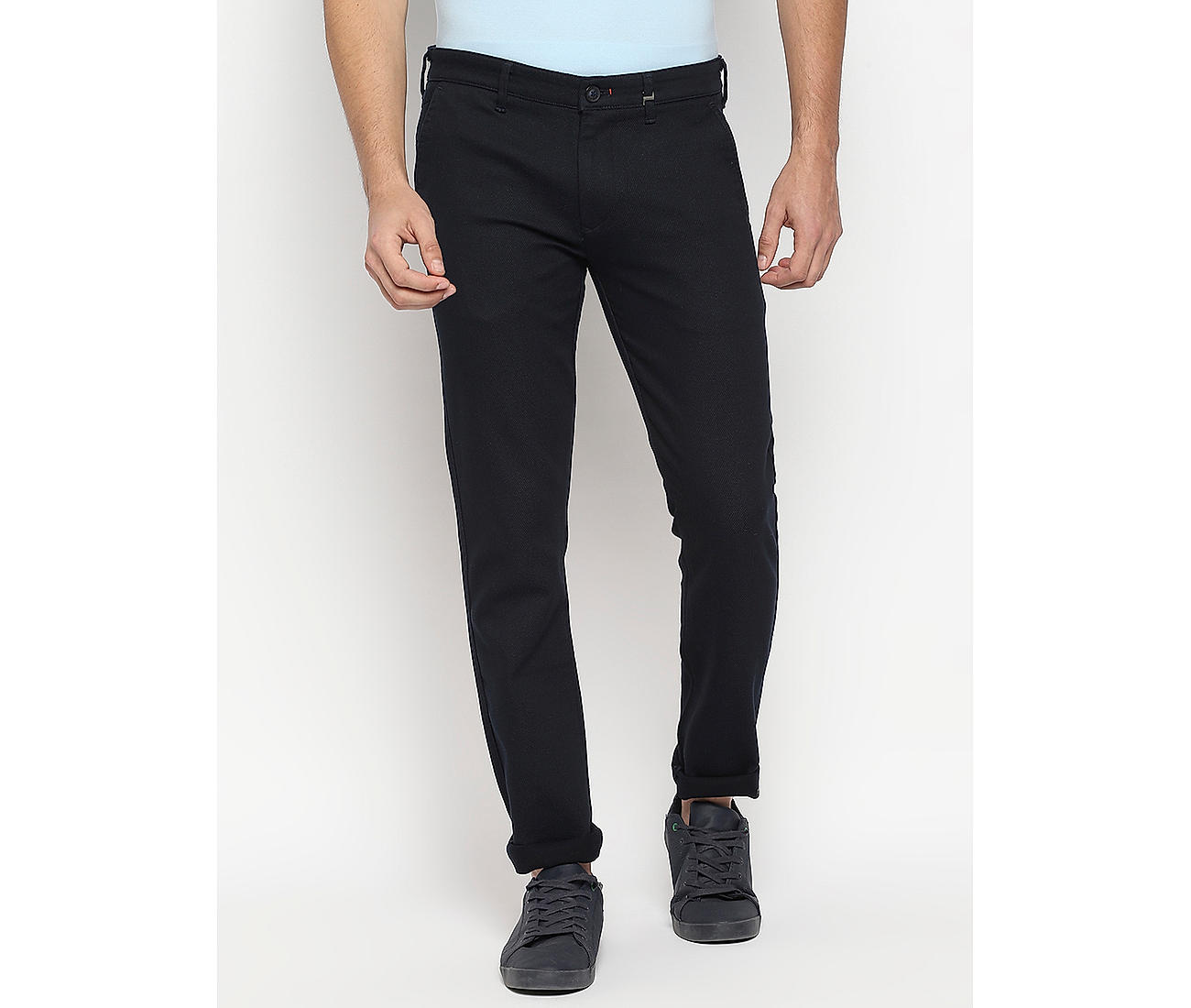 Buy Navy Slim Fit Solid Trousers for Men Online at Killer  493752
