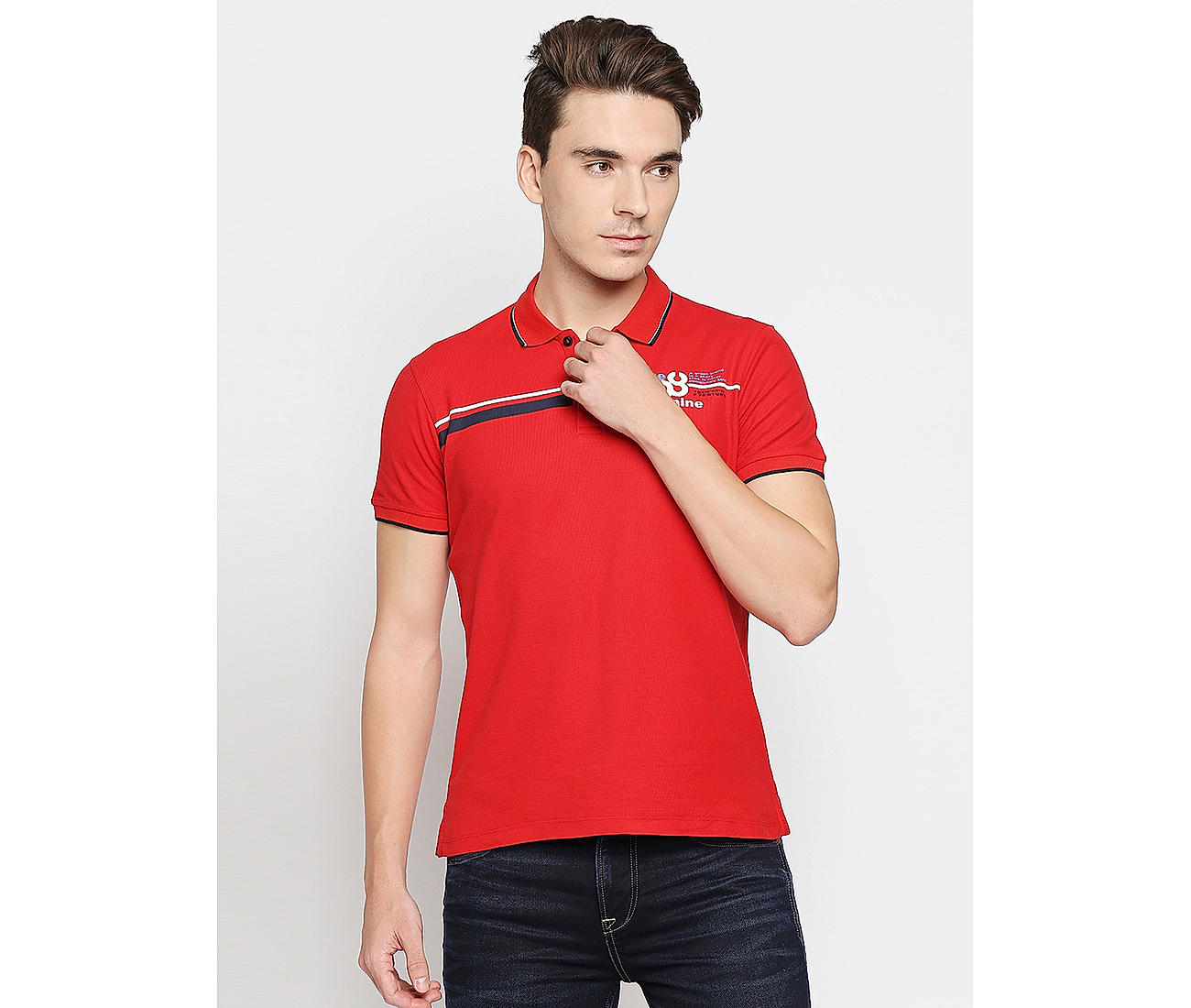 Buy Red Printed Slim Polo Neck T-Shirts for Men Online Killer Jeans | 471474