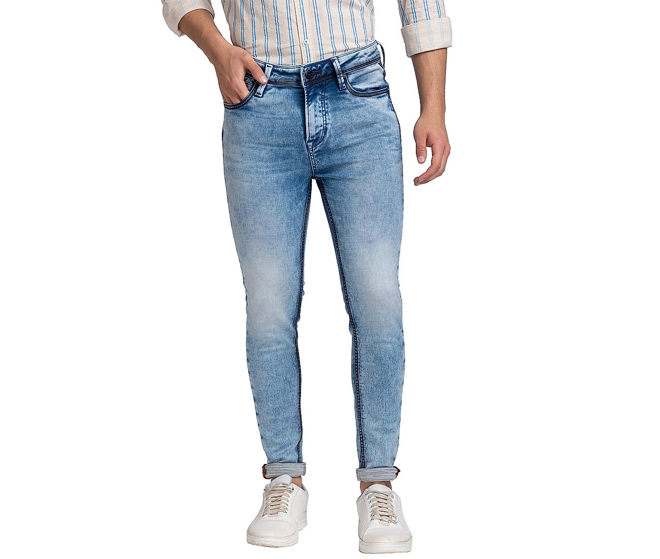 Men's Faded Blue Slim Fit Stretch Jeans