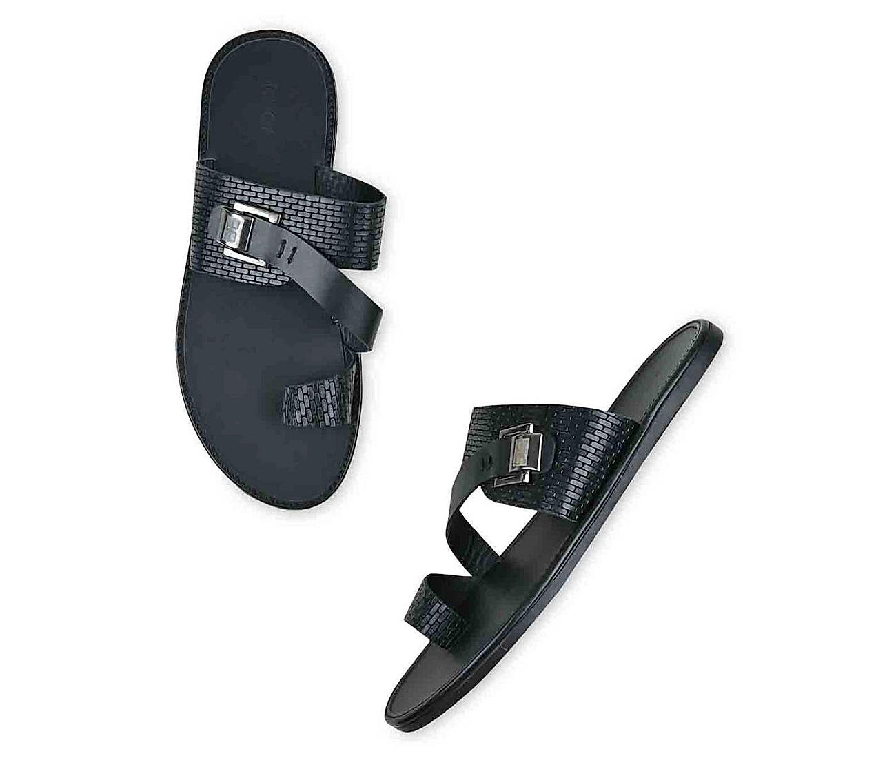 Metro Men's Black Faux Leather Stylish Casual Sandals UK/6 EU/40 (16-640) :  Amazon.in: Fashion