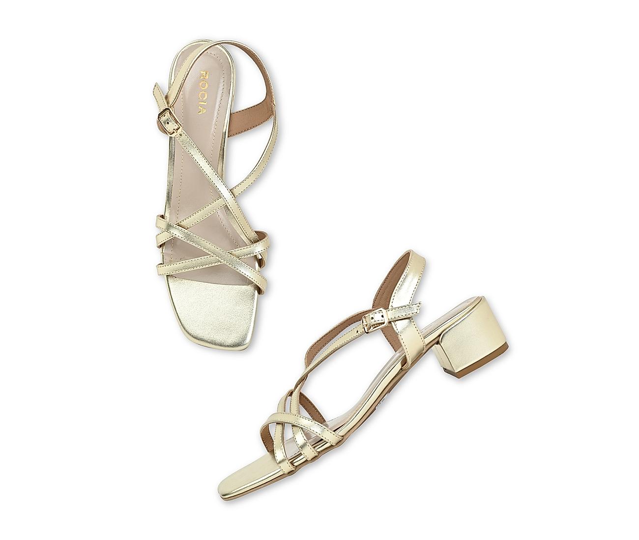 Buy Insaddlers Caual Blocke Heeled Sandals Rose Gold online