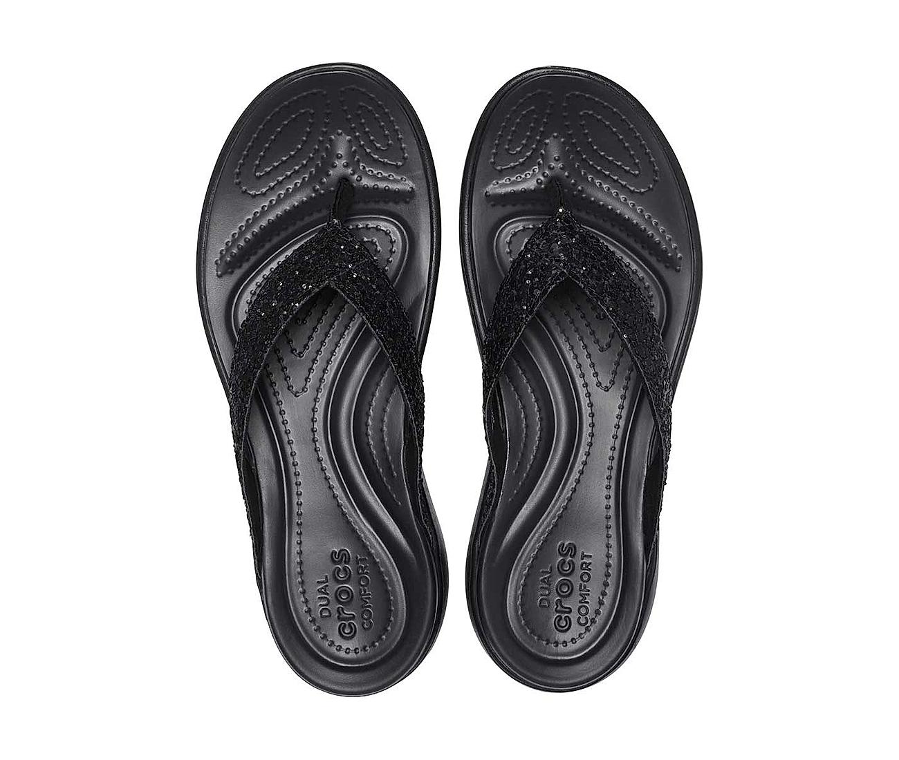 Buy Crocs Black Women Capri V Glitter Flip W Online at Regal Shoes ...
