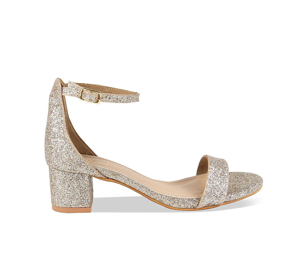 Lib Peep Toe Platforms Chunky Heels Ankle Buckle Straps Sequins Sandals -  Gold in Sexy Heels & Platforms - $72.06