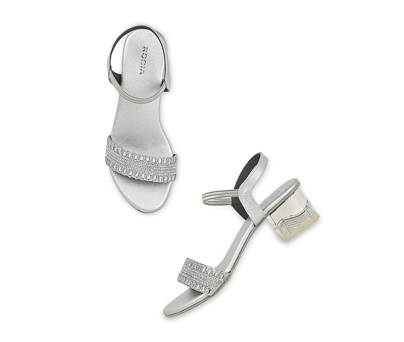 Reatha Heel in Silver Glitter Satin | Nina | Shoe HQ