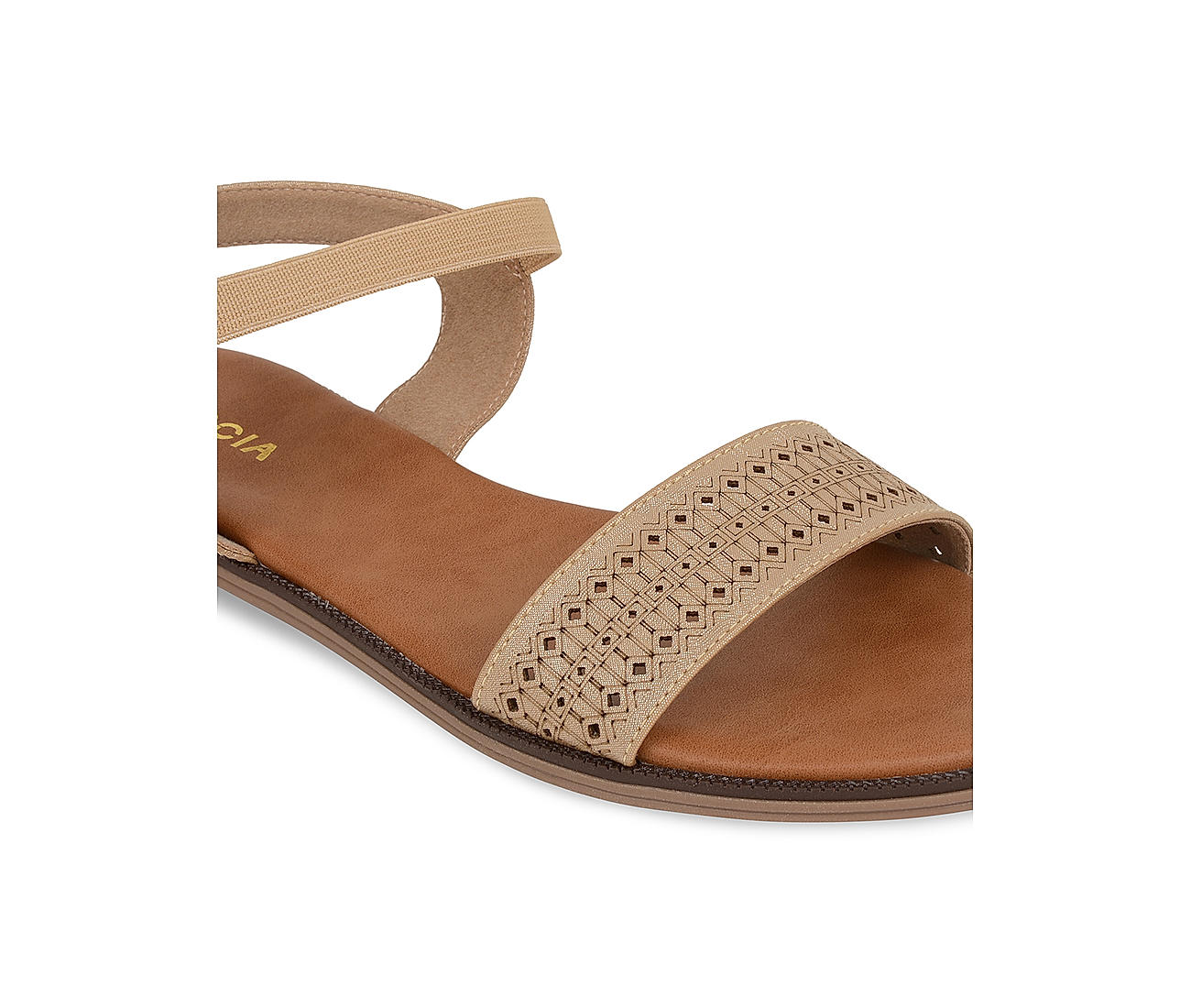 Buy Rocia Beige Women Laser Cut Flat Sandals Online at Regal Shoes