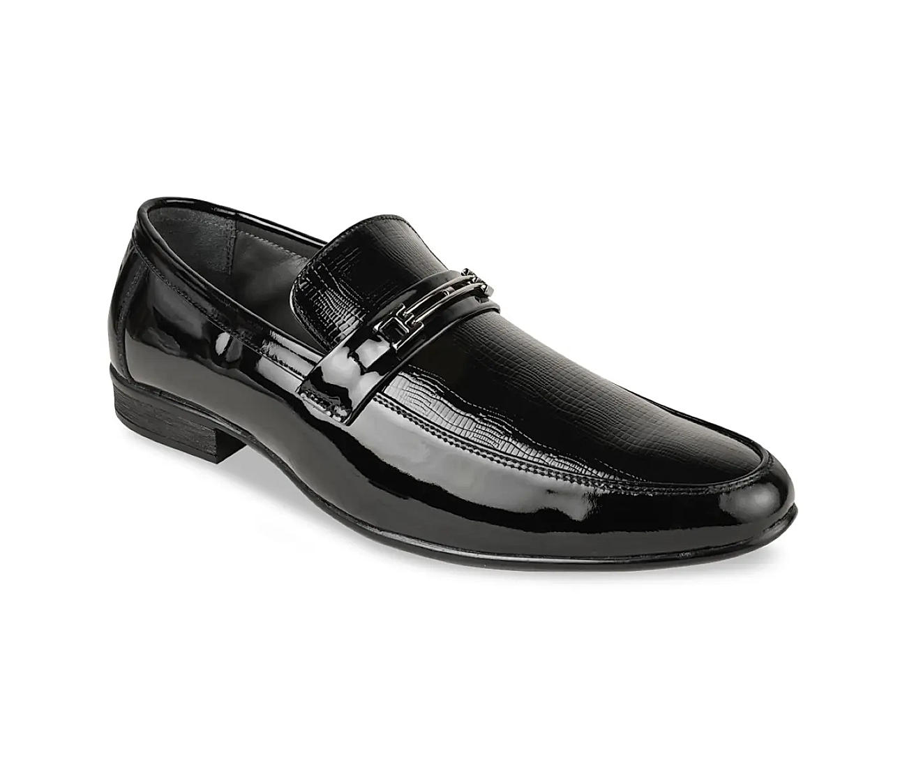 Buy Regal Black Men Textured Patent Slip On Shoes Online at Regal