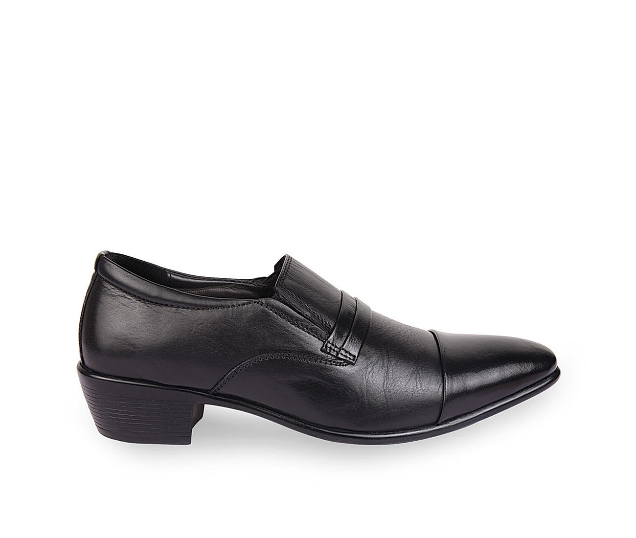High Heels Men Shoes Black Genuine Leather-thanhphatduhoc.com.vn