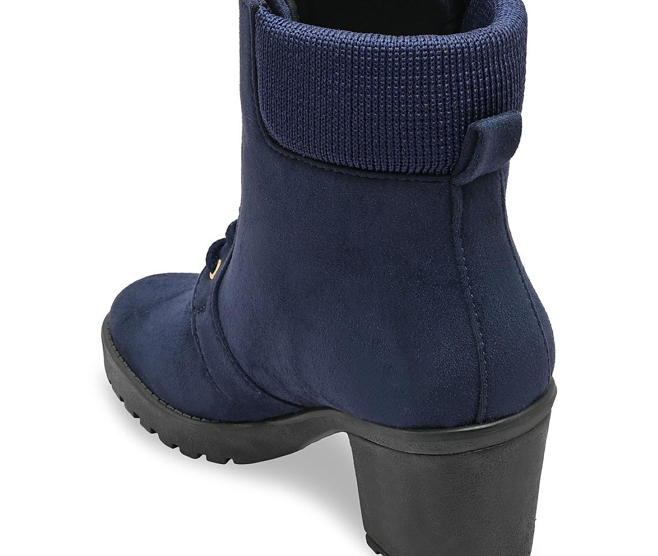 Buy Timberland Women Navy Blue Solid GLANCY Heeled Boots - Boots for Women  2475465 | Myntra
