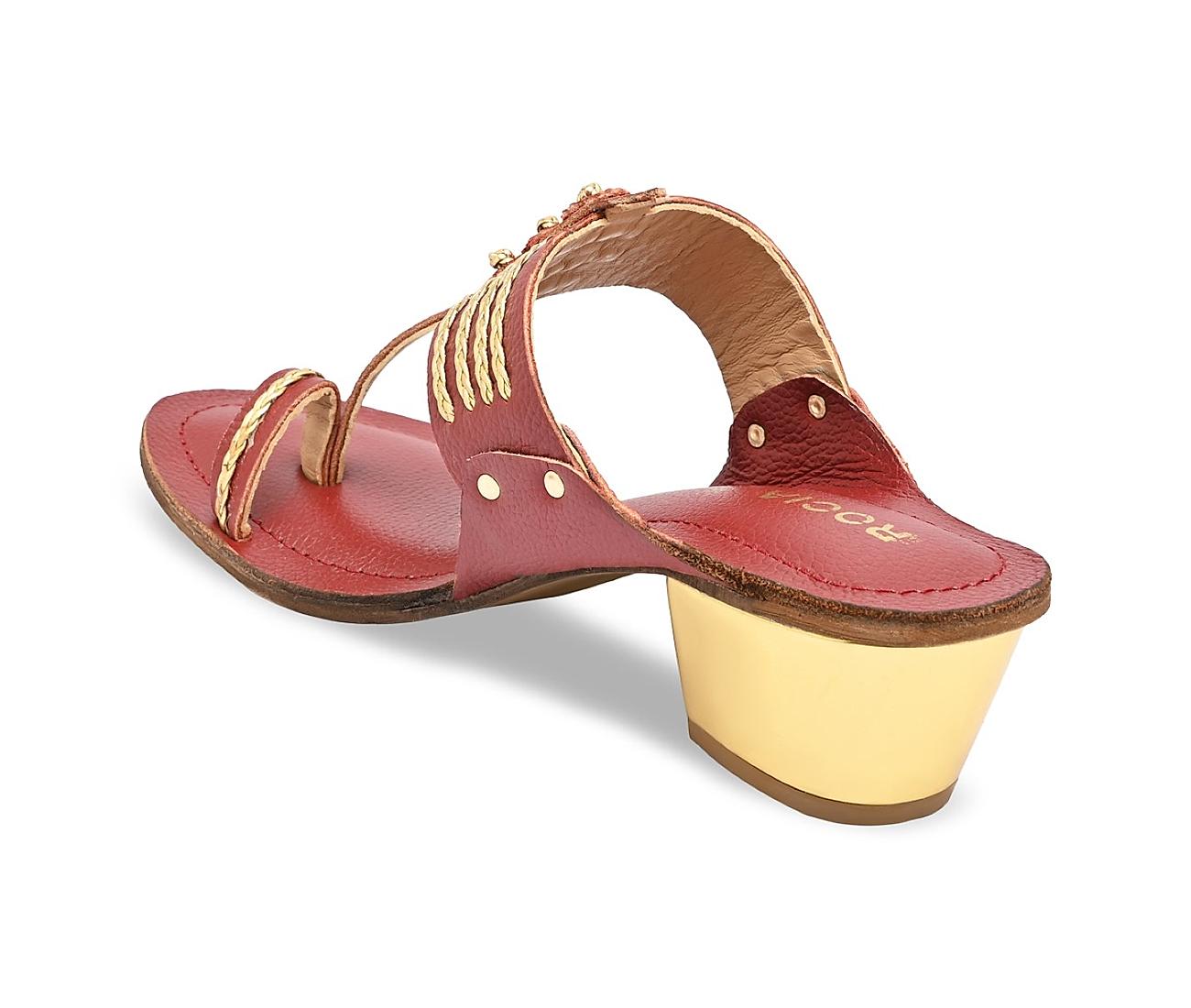 Buy Rocia Maroon Women Comfort Box Heel Kolhapuris Online at Regal Shoes |  8626031