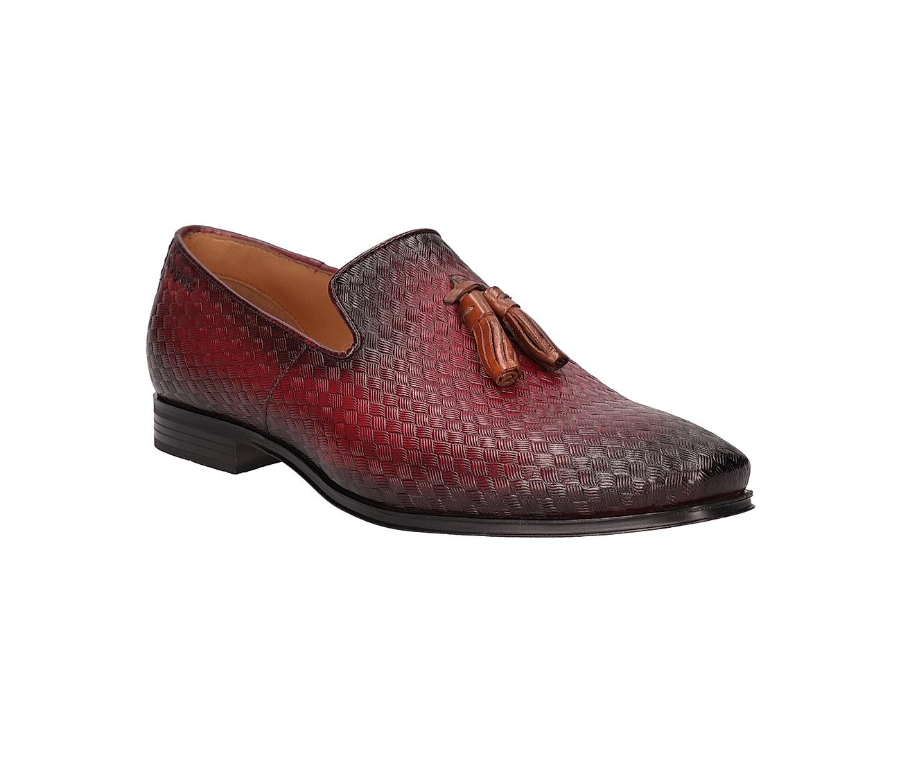 Mens red leather slippers hot sale