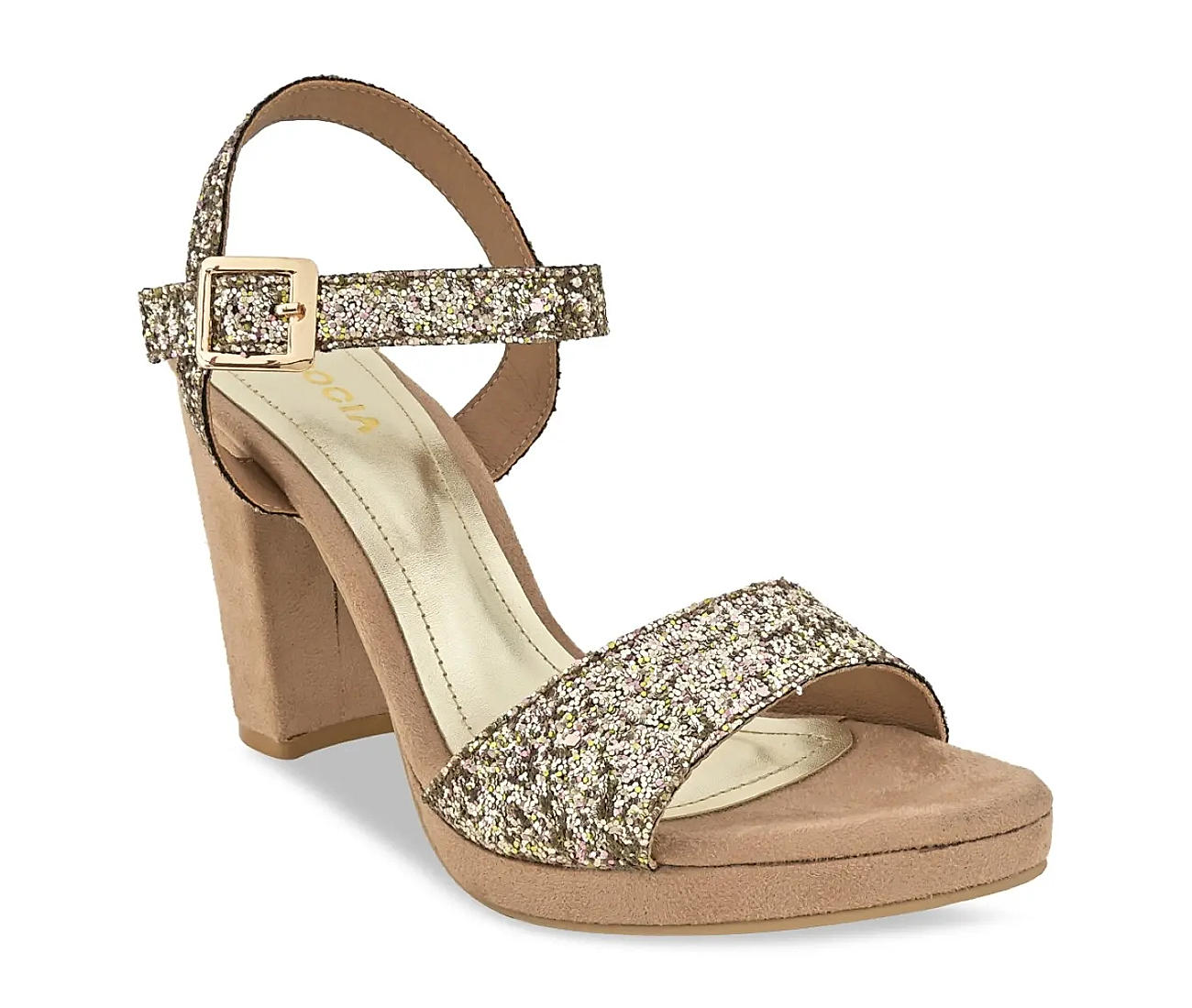 Buy LONDON RAG Gold Adore Strappy Block Heel Sandals | Shoppers Stop