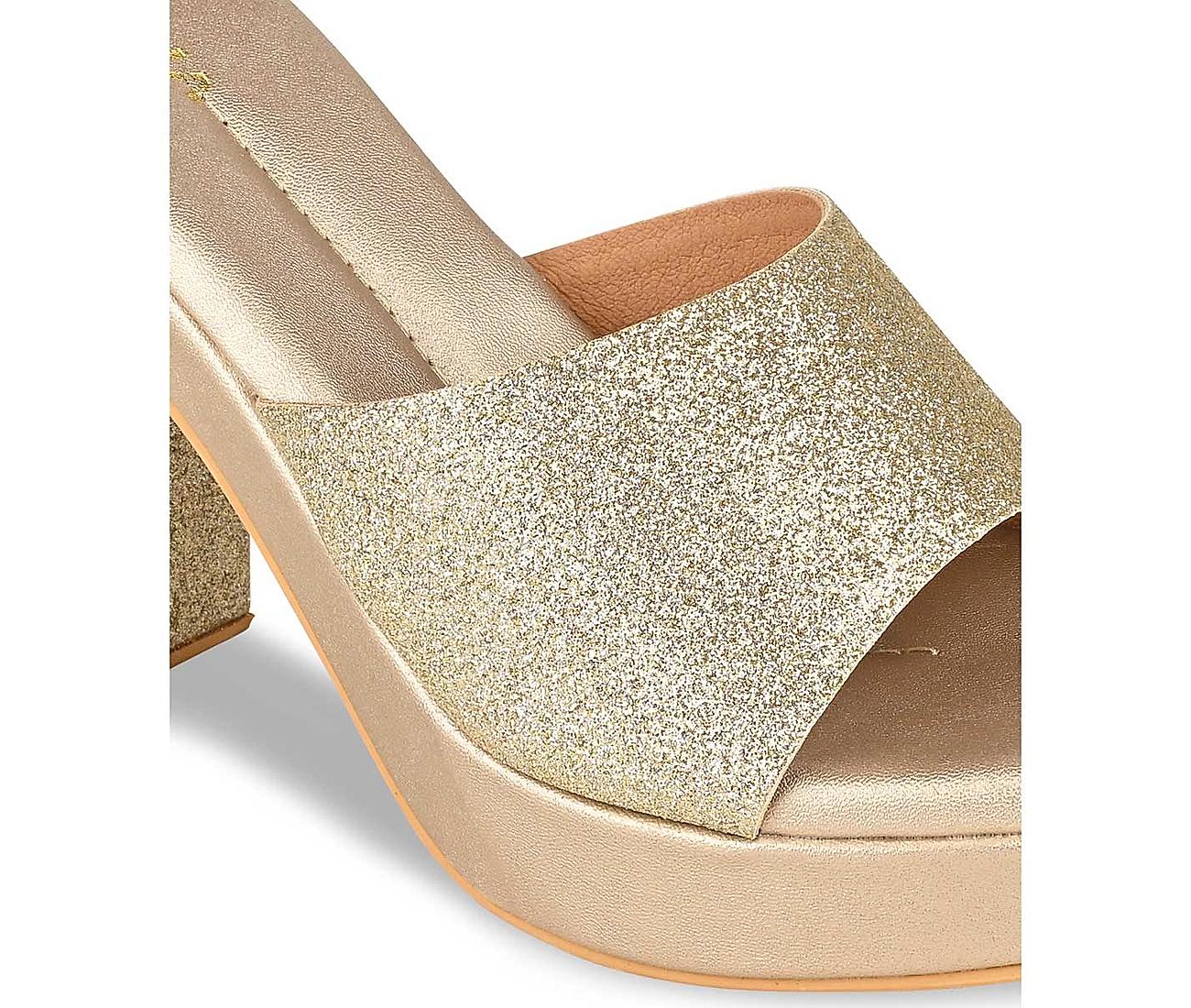 Char Gold Metallic Leather Stiletto Heel Sandal