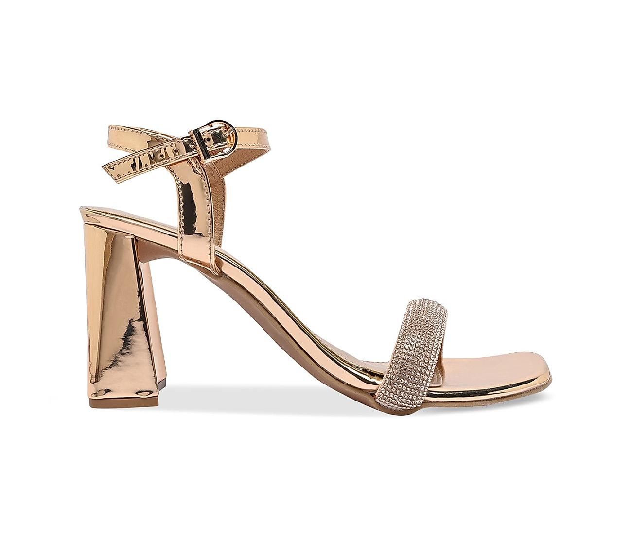 Buy Gold Heeled Sandals for Women by Five By Inc.5 Online | Ajio.com