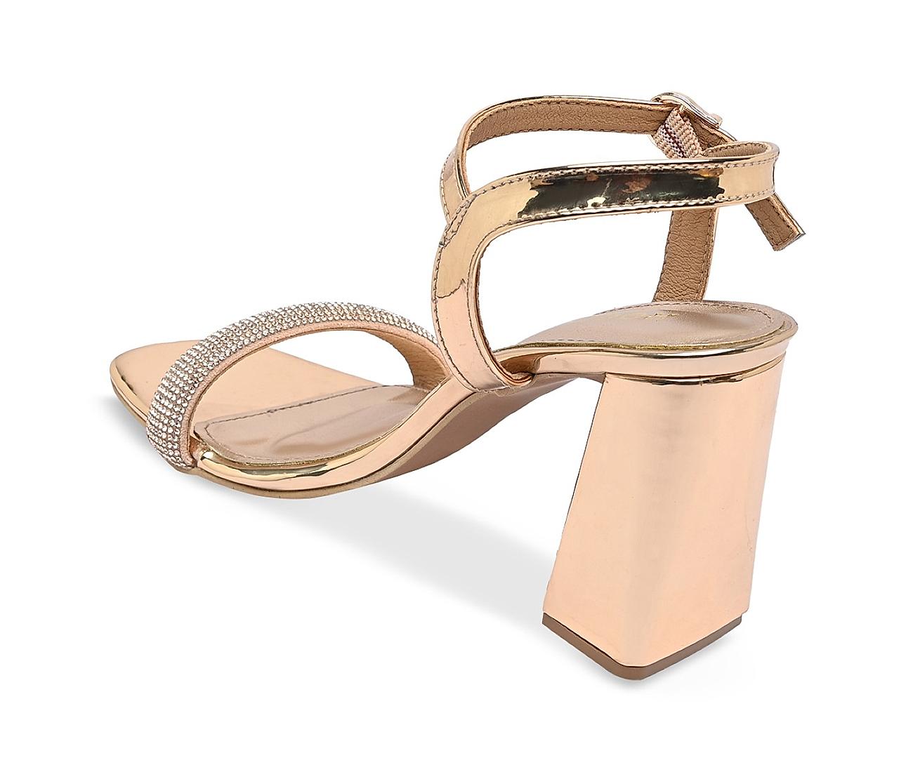 Suhana 2 band diamante spiral sandal on 7cm heel gold