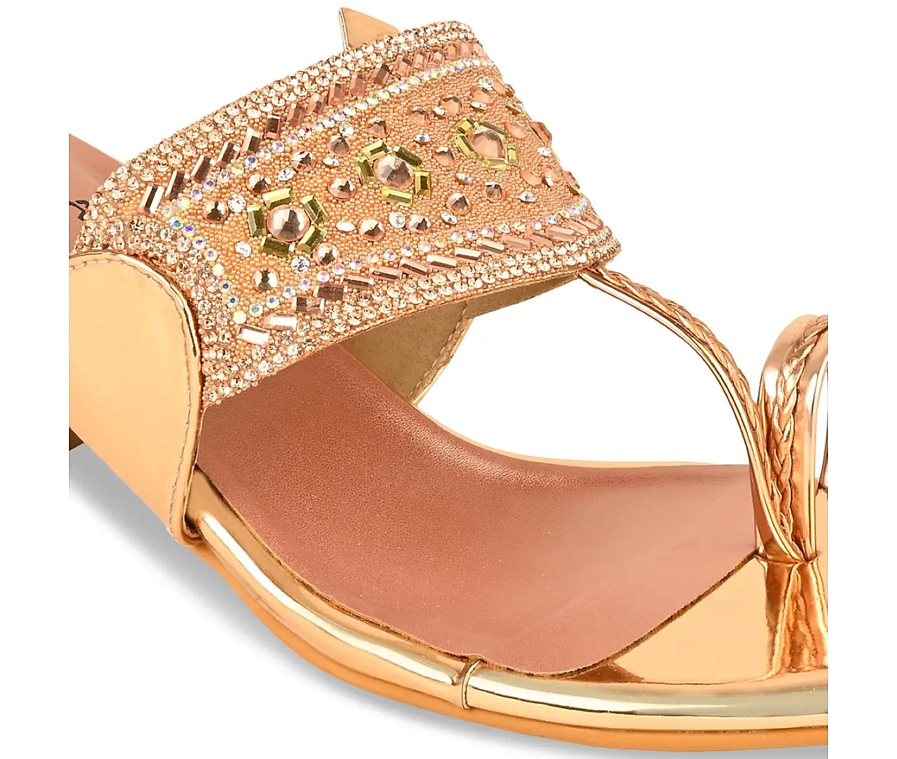 Shop Gold Diamond Stud Kolhapuri Heels by SOLE HOUSE at House of Designers  – HOUSE OF DESIGNERS